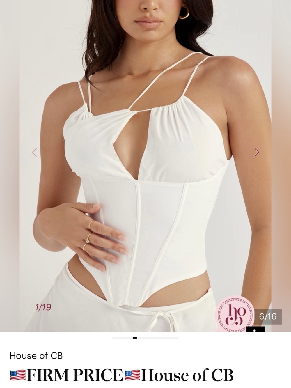 House of CB White Cutout Corset Top - Picture 2 of 6